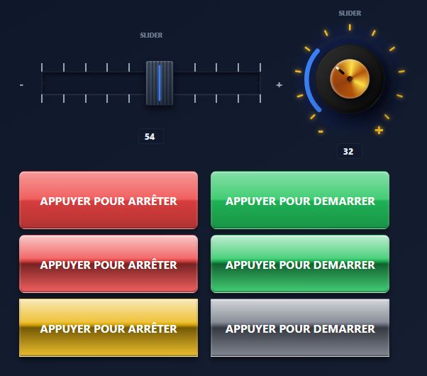 Widgets sliders et boutons de commande