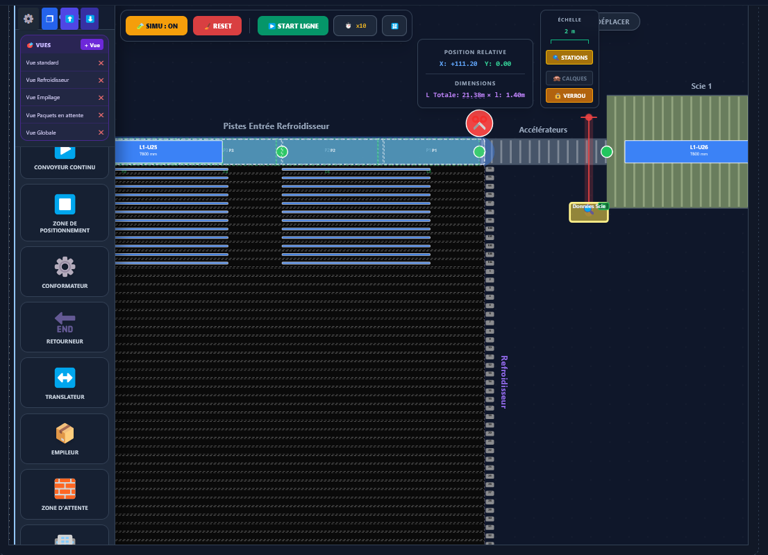 Éditeur ProductionLineWidget, configuration de la ligne