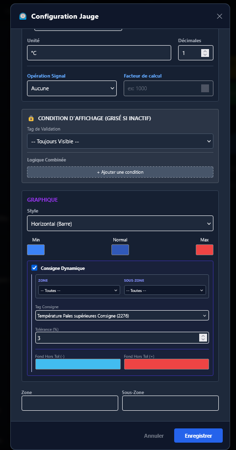 Panneau de propriétés, sélecteur de tag, color picker, live preview
